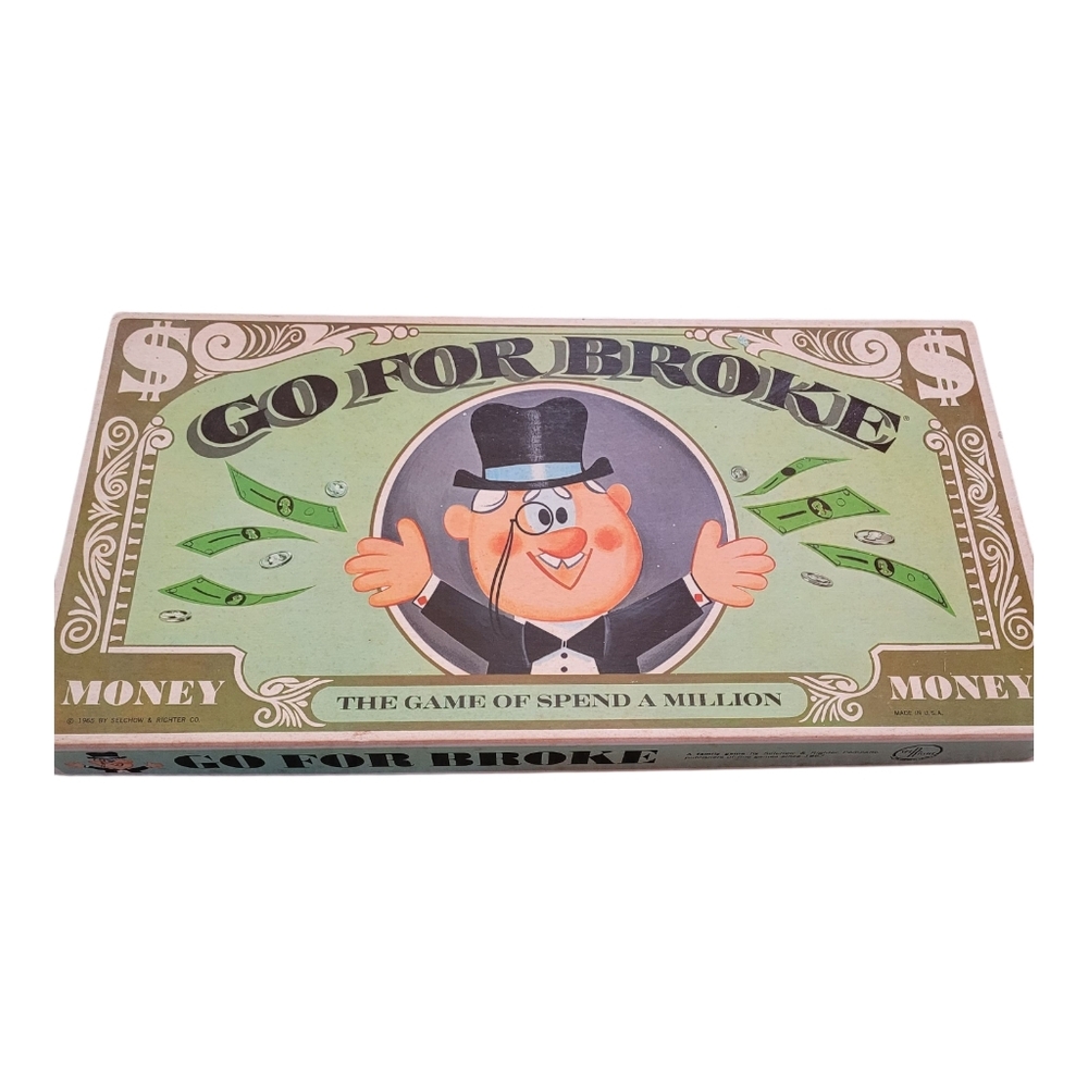 Vintage 1965 Selchow& Righter Go For Broke Board Game
